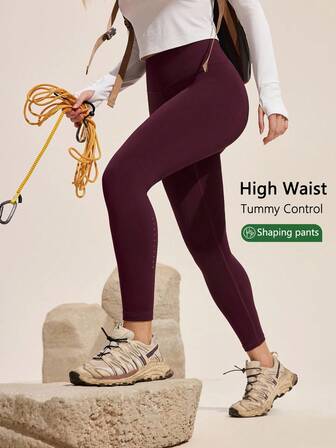 Exploreva Pantaloni skinny de exterior pentru femei, culoare solidă, talie înaltă, cu buzunar elastic pentru telefon la spate