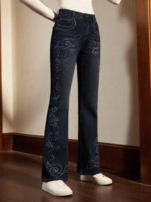 Écloséra 1 quần Jeans Denim thường ngày cho nữ, thích hợp cho mùa hè - Màu xanh lam - Xem 4