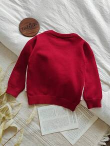 SHEIN Mädchen modischer Rundhals-Pullover, 2-in-1 gestrickter Langarm-Top mit süßer Schleife, elegant & stilvoll, geeignet für Herbst/Winter, vielseitig für den täglichen Gebrauch, Ausflüge, Reisen und Feiertage - Bordeaux - Übersicht 2