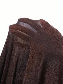 MaterniChic 孕妇纯色褶饰露肩长袖修身优雅连衣裙 - 棕色 - 查看 6