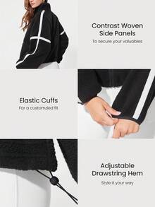 GLOWMODE Cloud Fleece Cozy Hour Warn 轻质立领弹力袖口拉链口袋可调节抽绳腰部及臀宽松全拉链夹克秋冬户外日常休闲 - 黑色 - 查看 4