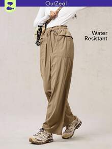 OutZeal 女士户外休闲裤，防水荷叶边抽绳腰带，带口袋 - 駝色 - 查看 12