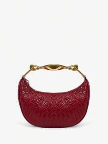 SHEIN SXY 时尚女士日常多功能通勤手提包，红色 - 酒紅色 - 查看 1