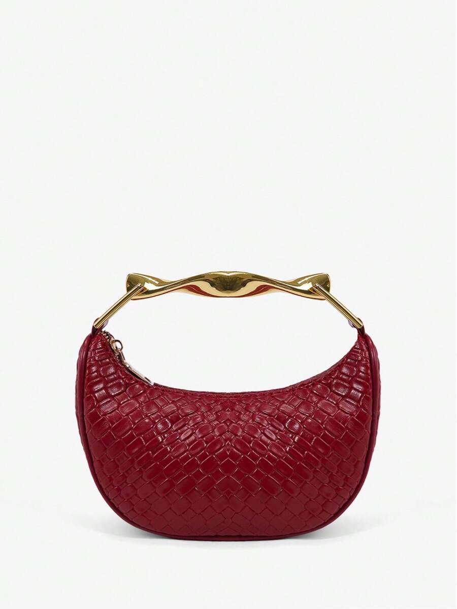 SHEIN SXY 时尚女士日常多功能通勤手提包，红色 - 酒紅色 - 查看 1