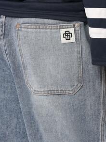 SUMWON Cotton Wide Leg Denim Jeans Baggy Aesthetic Y2K Skater Style Wave Seam Detailing Retro Streetwear Fall Winter Bottoms With Drawstring Waist - Baby Blue - View 6