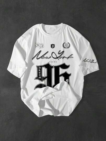 PAVTROS 男士休闲数字印花短袖T恤，夏季