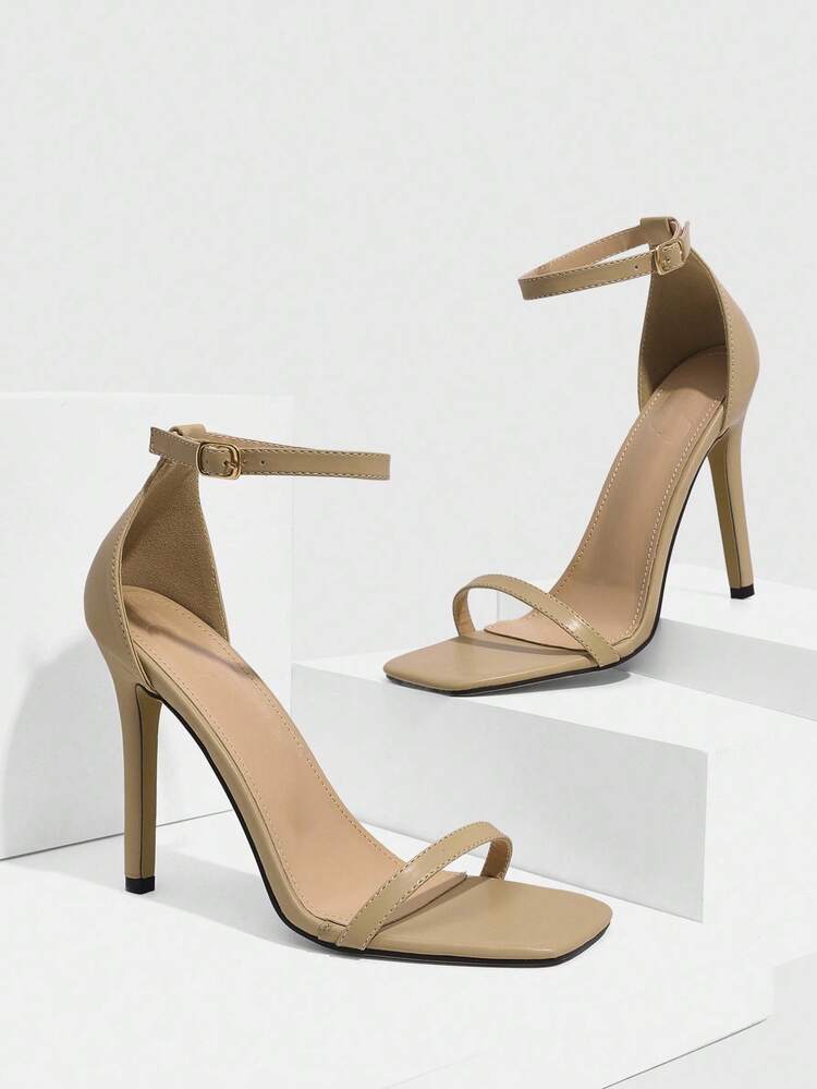 CUCCOO SZL Square Toe Stiletto Heels Sexy Fashion Strap Apricot Color Women's High Heel Sandals, Bad Girl Nighttime Street Style Outfit, Sexy Date Party Summer Wear