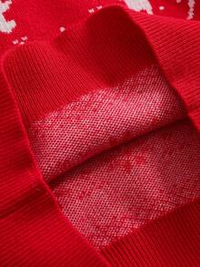 Suéter de cuello redondo rojo navideño lindo para niños pequeños