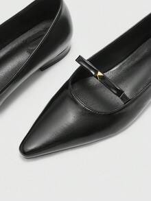 CUCCOO BIZCHIC Giày cao gót đế thấp mũi nhọn màu đen kiểu Pháp mới thoải mái, đa năng dành cho nữ - màu đen - Xem 6