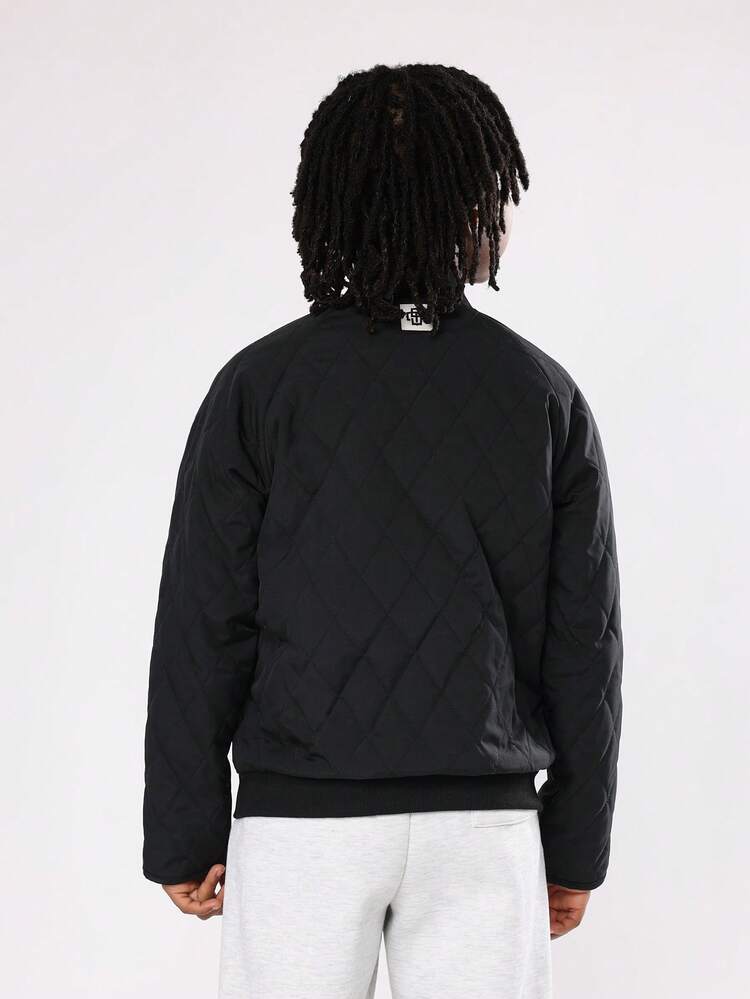 Jaqueta bomber preta acolchoada com monograma e logotipo