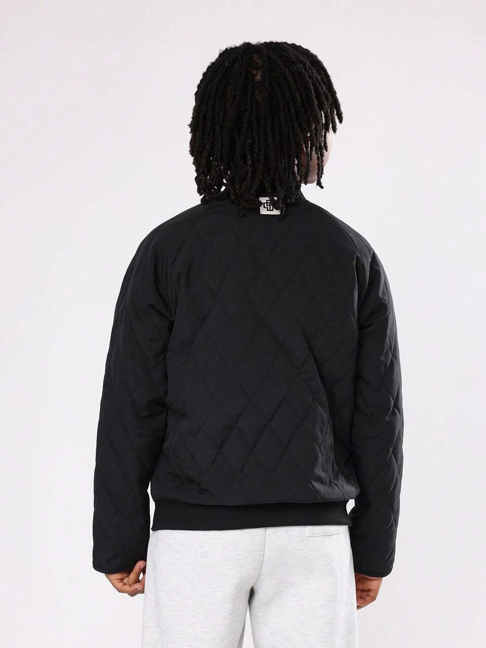 Quilted Black Bomber Jacket With Logo Monogram