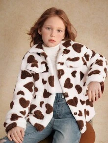 Tween Girl Plush Collar Waist Casual Versatile Jacket, Autumn/Winter Fall - Multicolor - View 5