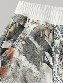SHEIN Tween Girl Grey Camo Jeans Tree Branch Print Oversized Elastic Waist Soft Pants,Summer Streetwear School Back-To-School Fashion Vintage Casual - Multicolor - View 4