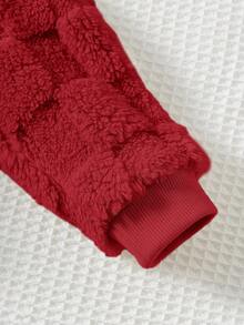 Cozy Pixies 男婴连帽长袖外套，保暖加厚秋冬女童服装 - 酒紅色 - 查看 4