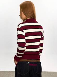 Rina Fox Women's Colorblock Striped Casual Long Sleeve Sweater