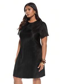 Solavibe Plus Size Pleated Casual Resort Dress