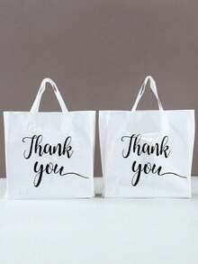25/50个装全新白色感谢礼品袋，加厚耐用黑白蓝粉色手提袋，服装店购物袋，小型企业用品，婚礼节日派对购物袋，生日派对礼品袋，工艺手提袋，派对回礼，生日装饰，派对礼品装饰，礼品塑料包装袋，礼品包装用品 - 白色 - 查看 5