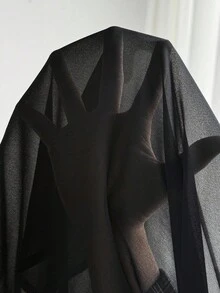 Elenzga 加大码优雅法式刺绣装饰纯色长袖衬衫，适合派对穿着 - 黑色 - 查看 7