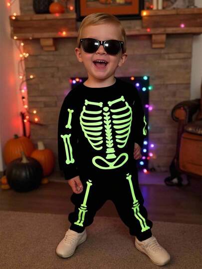 2 件套男童宽松休闲舒适长袖运动衫和裤子套装，适合夏季