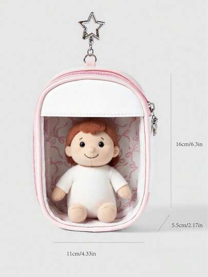 Kawaii Süße Schleifen-Muster transparente Mini-Tasche, Fünf-Zacken-Stern-Verschluss kleine hängende Kosmetiktasche, tragbare Aufbewahrung