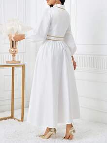 SHEIN Lady 新款缎面白色连衣裙，适合晚宴、婚礼新娘穿着 - 白色 - 查看 2