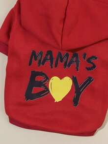 PETSIN 1 pieza Sudadera grande roja con estampado "Mama's Boy" para mascotas - Rojo - Ver 4