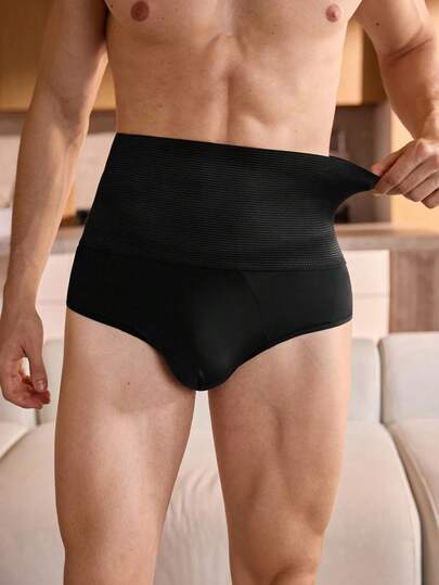 Manfinity Underwear&Sleepwear Basics Men's Solid Color High Waist Seamless Shapewear Briefs