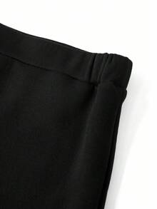 Amorya Women's Elegant High-Waisted Black Thermal-Lined Pants, Suitable For Daily Wear And Multiple Occasions, Autumn - Black - View 11