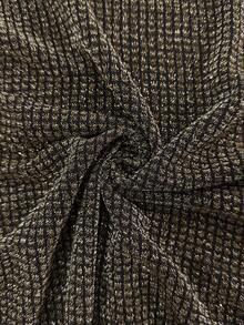 Elaquor Plus Size Women's Stand Collar Long Sleeve Glitter Fitted Fashion T-Shirt Plus Size Sequin Top Long Sleeve Top Curvy Plus Size Top New Year Party Season Sparkly Top Party Metallic Clothes For Women Long Sleeve Mesh Top Spring - Gold - View 7