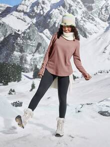 In My Nature 女士户外 T 恤和背心，纯色长袖，简约时尚休闲日常穿着