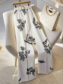 GlowEve Floral Print Wide Leg Pants - Multicolor - View 4