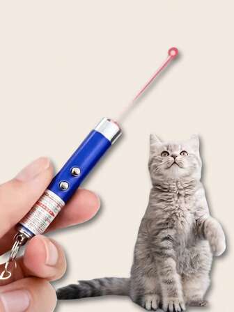 PETSIN 1 件/2 件/5 件随机迷你便携式激光笔猫玩具，宠物训练互动玩具，铝合金激光笔棒带白色 LED + 红外线，宠物猫逗猫器激光笔