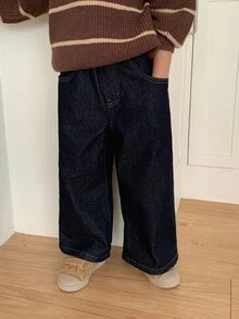 DAZY Young Boys Dark Wash Everyday Casual Denim Jeans Long Straight Leg Pants With Zipper Details - Dark Wash - View 6