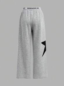 SHEIN Pantalón de chándal con cintura elástica y estampado de estrellas para niñas preadolescentes - Multicolor - Ver 5