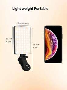 JMMO 1 件 60 LED 补光灯自拍灯手机灯三合一灯色可变白光/暖白光可调光亮度 Type-C 5V 可充电粉色/白色/黑色/紫色补光灯适用于摄影在线会议手机、相机、笔记本电脑、iPad、视频会议 - 查看 5