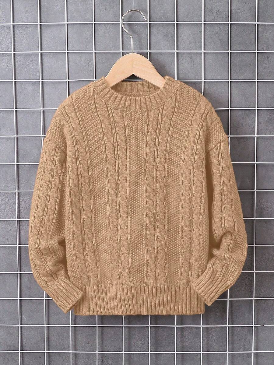 Pulls col rond manches longues de couleur unie pour garçons pré-adolescents