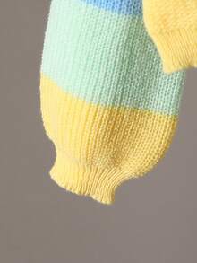 SHEIN 少女彩虹色块休闲时尚修身针织开衫，秋冬款