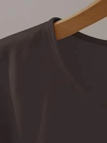 SHEIN Franclia Elegant Short Sleeve Round Neck Ruffle Tie Bow Combination Khaki Women Blouse, Spring/Summer - Coffee Brown - View 7