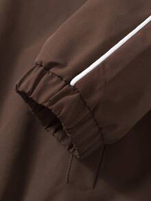 Manfinity ZONE917 Men's Casual Fashion Street College Sports Letter Print Contrast Piping Stand Collar Zip-Up Jacket, Autumn  Windbreaker/Outdoor Windbreaker