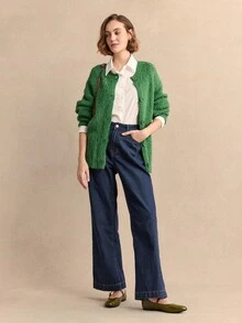 Rosivie 复古扣饰平底鞋，百搭优雅，适合春夏季，灰色 - 軍綠色 - 查看 4