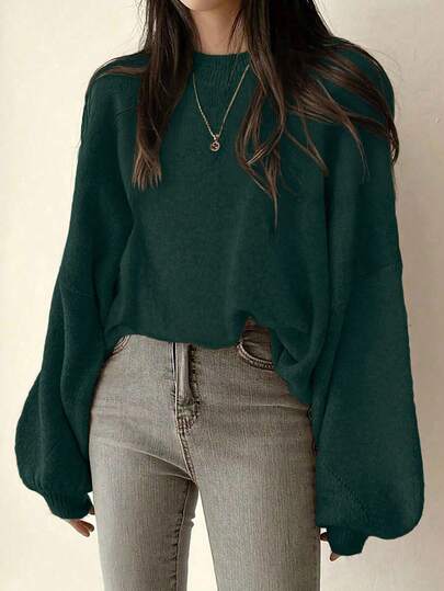 SoleilVie 休闲法式宽松圆领长袖针织毛衣，百搭秋冬