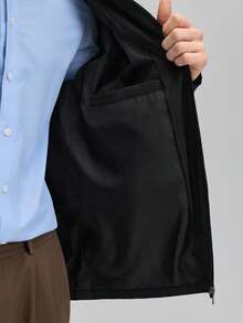 OFFICEAU 1pc Men's Casual Turndown Collar Jacket, Business Gentleman Casual Jacket Top For Spring & Autumn, Business Formal Style, Old Money