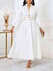 SHEIN Lady 新款缎面白色连衣裙，适合晚宴、婚礼新娘穿着 - 白色 - 查看 1