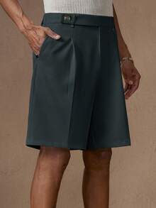 AKNOTIC Men's White Woven Casual Elastic Waist Straight Leg Shorts, Suitable For Summer, Vacation, Daily Wear, Party, Couple Matching, Father's Day Gift