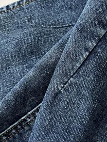 Elamini 女式时尚复古修身牛仔背心 - 藍色 - 查看 6