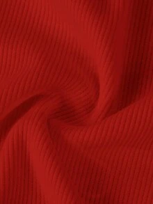 Coolane Tween Girls Winter/Fall Streetwear Basic Stretchy Comfortable Solid Ruched Side Crop Tee,Christmas .New Year,Party ,Chic,Warm - Red - View 6