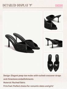 CUCCOO CHICEST Women's Pointed Toe Minimalist High Heel Sandals For Christmas - Black - View 7