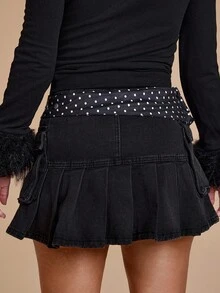 ROMWE Grunge Punk Y2K 朋克风格黑色金属铆钉索环多口袋可调节金属扣腰包，街头潮流个性化时尚宽腰带，适合女士 - 黑色 - 查看 3