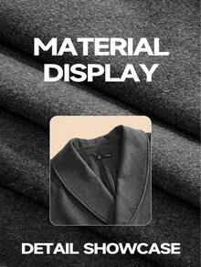 Anewsta 女士秋冬双面羊毛面料时尚百搭纯色宽松羊毛休闲夹克，咖啡色 - 灰色 - 查看 4