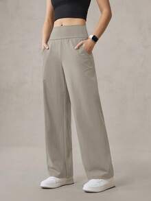 OutZeal 女士运动裤 日常休闲 凉爽触感 高腰直筒裤型 带侧袋 - 卡其色 - 查看 10